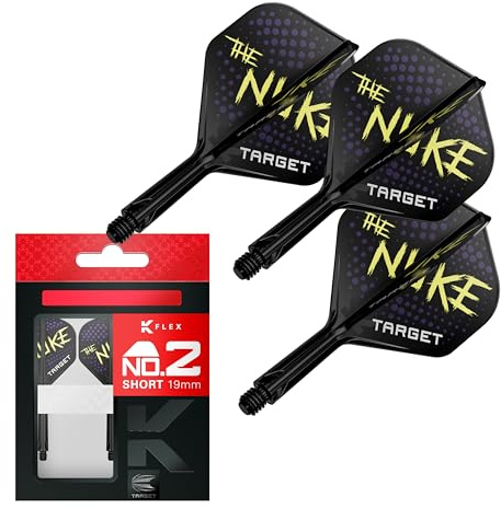 Target Darts Luke Littler K Flex Plumas y Sistema de Flecha, No.2 (Corto, 19mm) | Pack de 3 Plumas Kflex All In One, The Nuke Player Edition Accesorios de Dardos | Vástago de Dardos K-Flex
