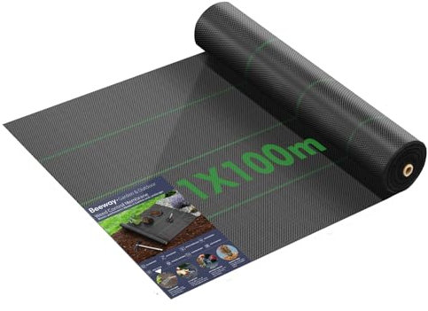 BEEWAY Membrane anti-mauvaises herbes 1 m x 100 m Rouleau de tissu résistant aux UV pour terrasse, jardin, parterres de fleurs, aménagement paysager, gazon artificiel