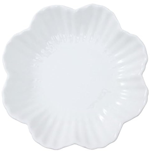 Ciieeo Chrysanthemum Ceramic Plate Flower Shaped Dinner Plate for Serving Salad Snacks Cakes and BBQ Decorative Kitchen Food Dish for Home Restaurant and Hotel 7.87 in 1 Piece