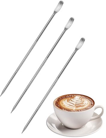 KGDUYC 3 Pack Latte Art Penna, Caffè Arte Penna,Ago Penna Caffè,Penne per Decorare Il Caffè Caffè Tirare Ago,Strumento per Decorare il Ago da Caffè Fai-da-te,per la Decorazione del Cappuccino Latte