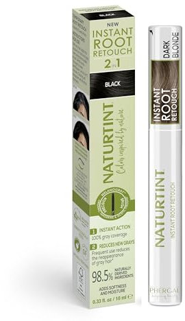 Naturtint | Instant Root Retouch | Retoucheur Temporaire de Cheveux Blancs, Racines et Sourcils | Pratique et Confortable grâce à sa Brosse | 98,5% d'Ingrédients Naturels | Dark Blonde | 10ml