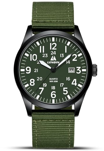 LN LENQIN Montres Hommes Montre Militaires analogiques à Quartz pour Homme | Montre homme étanches avec Date Bracelet en nylon Montre-bracelet Sports tactiques de l'armée
