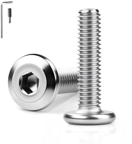 KGGZKG Tornillos de cabeza plana M8, 20 unidades, M8 x 30 mm, acero inoxidable 304, A2 V2A, hexágono interior, rosca completa, tornillos de cabeza alomada con llave Allen, tornillos roscados para