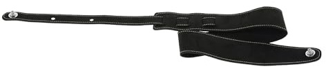 GEWA Cintura per chitarra serie Premium Pattern, vera pelle, larghezza 65 mm, lunghezza 103-139 cm, chiusure di sicurezza - cromate, nero diamante - nero strutturato, fatto a mano in Europa