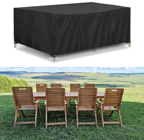AOFOAE Copertura per Mobili da Giardino Impermeabile,Copertura Tavolo Esterno con Coulisse 95x35x75cm/LxPxA 420D Oxford Telo Copri Tavolo Esterno Rettangolare/Quadrato Telo Esterno - Nero