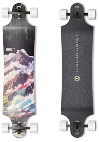 MINORITY Downhill Maple Longboard | 40-inch Drop Trough Deck | Made for Cruising Urban Commuting Ride (Coastal)