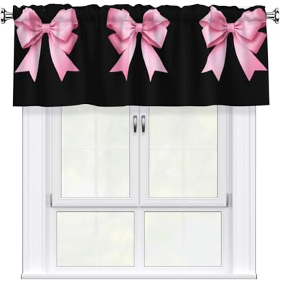 AKGFFDS Cenefa de cortina con estampado de lazo de princesa, 137 x 45,7 cm, para cocina, baño, lavandería y decoración de estudio