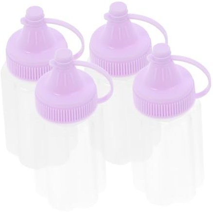 MUELODSIC Juego de 4 Botellas Exprimidoras de Pp para Especias y Salsa, Fácil de Apretar y Reutilizable para Cocina y Condimentos
