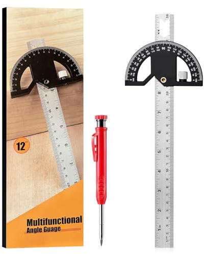 Flintronic Goniometro Angolare 0-180°, Misuratore Angoli Regolabile, con Righello 30cm, Misure Incise a Laser, Magnetico sul Retro, per Falegnameria, Misurazioni Precise, DIY