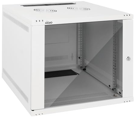 Tecmojo 19 tum 400 mm väggmonteringsserskåp, nätverksskåp, 19 tum IT-nätverksrackhölje, låsbar, platt förpackning (9U)