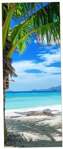 Carta da parati per porte 79x30 pollici Adesivo per porta autoadesivo 3D in PVC impermeabile con vista sul mare per soggiorno, decorazione della camera da letto, Stile 2