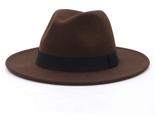 Jelord - Sombrero Fedora Hombre de Fieltro de Lana ala Ancha Sombrero Mujer Invierno Sombrerera de Jazz Clásico de con Cinta Vintage Elegante