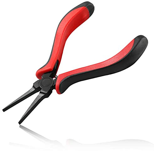 LEONTOOL Pince à bec plat de 12,7 cm à mâchoire lisse, pince à bijoux à bec plat fin pour la fabrication de bijoux, l'artisanat, la réparation de circuits imprimés