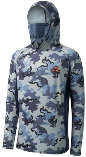 BASSDASH UPF 50+ Men’s Hunting Shirts with Mask Long Sleeve Camo Fishing Hoodie