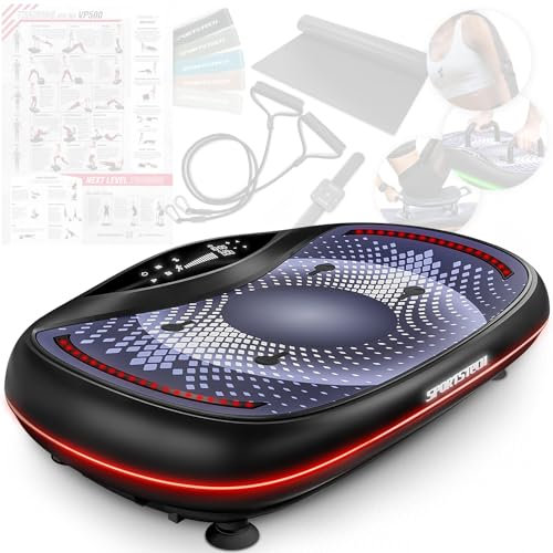 VP500 4D Premium Piastra Vibrante, Intelligente Pedana Vibrante con Display Digitale Touch Integrato, Alimentato da 3 Motori Silenziosi, Ideale Pedana Step Fitness Casa - Sportstech