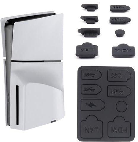 BeisDirect 8Pcs Spina Polvere Per Sony PS5 Slim Console Silicone Dust Protector Anti Dust Cover antipolvere Tappo Spina per PS5 Slim Console di Gioco Accessori
