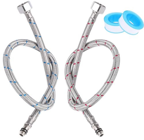 2 Stück Anschlussschlauch Armatur，80 CM Flexschlauch Wasserhahn Schlauch Verlängerung, G3/8 X M10 Edelstahl Geflochtener Flexibler Armaturenschlauch für Küche Mischbatterie