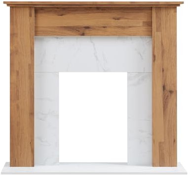 FlameKo 43’’ Mantel Surround for Verona Insert Suitable for all 16” Electric Fireplace Inserts, Multiple Colours Available (Dark Bronx Oak and White)