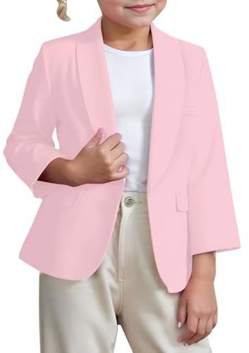 Veste de Costume Formelle à Manches Longues pour Filles Col ChâLe Poche IntéRieure Ouverte Sur Le Devant pour Enfants Tuniques de Fille pour Leggings Veste de Costume Formelle