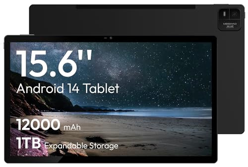 MESWAO 15,6 Zoll Tablet, 2025 Neuer Großes Tablets mit 30W-Schnelllademodus, Helio G99 Octa-Core, 8GB RAM+256GB ROM(1TB TF), Android 14, 12000mah, WiFi, 32MP Kamera, MES-B3 Pro