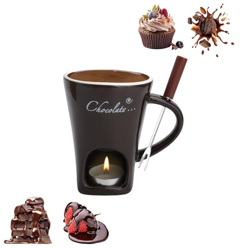 Juego de fondue de chocolate (cerámica, 130 ml), color marrón