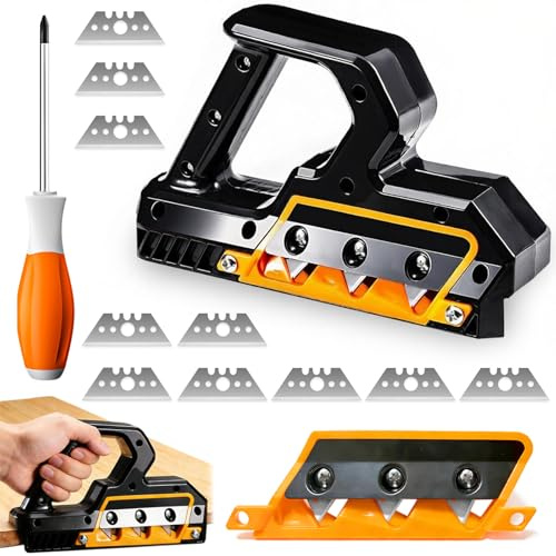 Encintadora para Pladur, Plastico, Tabla, Herramientas para Pladur, Versátil Cepillo Madera, Cortador de Placas de Yeso, Cepillo Carpintero Manual con 45° y 60° Cuchillas Modulares, Escofina Yeso