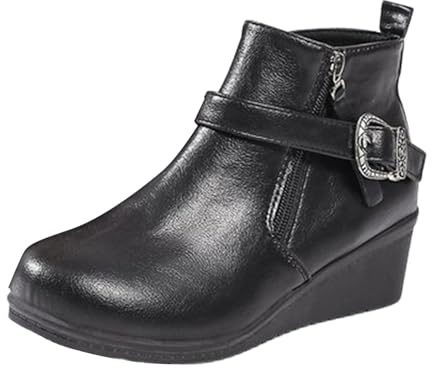 Generisch Botines Mujer Botas de tobillo Botines Zapatos de madre Antideslizantes, Cálidos y Cómodos, Botas Cortas, Zapatos de Cuero para Mujer Mediana y Anciana, Moda Botas de Agua Corta Festival