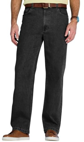 Chums Men's Denim Jean in Stretch Fabric Side Elasticated Waistband for Comfort Stonewash Finish Black 44W / 31L