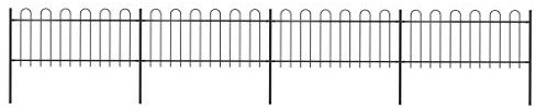 vidaXL Recinzione da Giardino con Punta Tonda Decorativa Robusta Pannelli e Pali Recinto Barriera Esterna in Acciaio Verniciato 6,8x0,8 m Nero