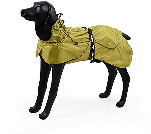 BLACKDOGGY Wasserdichte Outdoor-Jacke Regenmantel mit reflektierendem Rand und verstellbarem Gürtel (Größe XL, Grün)