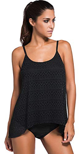 Syrads Conjuntos Tankini para Mujer Malla Traje de baño 2 Piezas Traje de baño con Calzoncillos