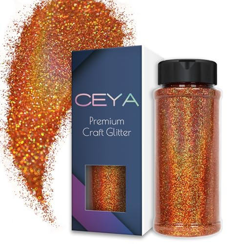 Ceya Polvere glitter ultra fine da 100 g, in rame, olografica, per slime, resina epossidica, gioielli, nail art, festival, trucco, pittura, biglietti di nozze, 100 g