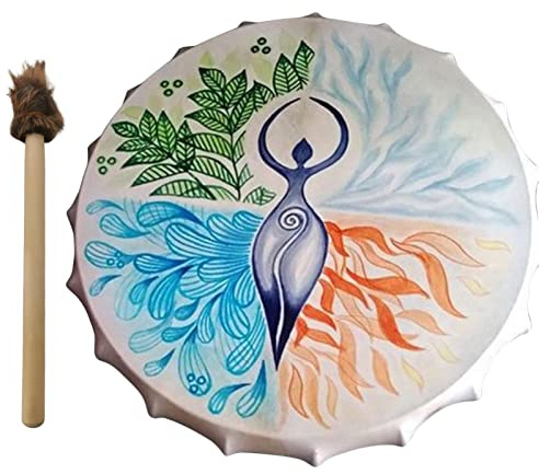 GIMOCOOL Shamanic Hand Drum With Beater, Shaman Drum for Adults - Handmade Vegan Spiritual Music Instrument