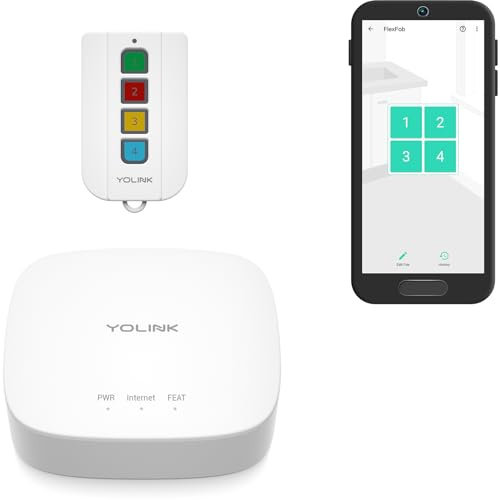 FlexFob 4-Button Smart Fob, up to 8 Functions, Trigger Alexa Routines & IFTTT Applets, Smart Buttons, Hub Included