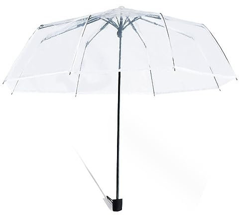 AOVNA Transparent Folding Umbrella Wedding Fashion Transparent Umbrella Portable Travel Umbrella for Ladies Mens Unisex(White)