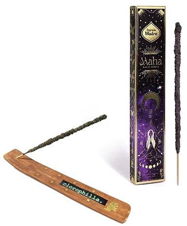 Maha Masala Blend Incienso en Varillas Moradas - Energía del Sol, la Luna y las Estrellas, 8 Horas - Incluye Portainciensos Compatible