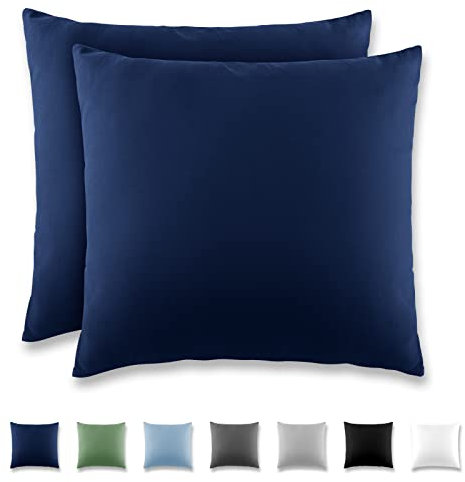 REDKEY Kissenbezug 80x80 cm - 2er Set Kopfkissenbezug - Mikrofaser Kissenhülle für Kissen, Kopfkissenbezüge mit Laschenvershluss, 80 x 80 Pillow Case - Dunkelblau