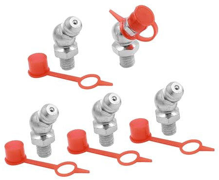 A ABSOPRO Conjunto De 5 Racores De Engrase Hidráulico M6 En Ángulo De 45 Grados Con Tapa De Hierro Zincado