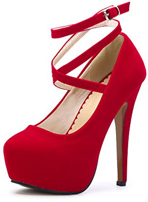 Tianerhay Women's High Platform Ankle Strap Heels Red Tag Size 46 - UK 10