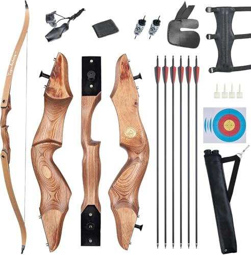 TOPARCHERY Recurve Bow and Arrow Set for Adult & Youth Beginner, 60 Takedown Recurve Hunting Bow for Outdoor Training Practice Right Handed 30-50LB (45LB)