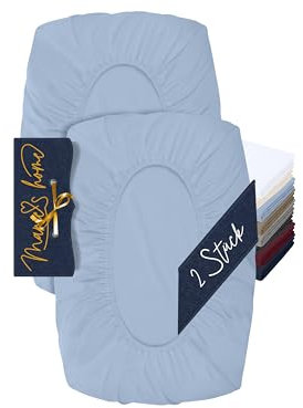 Marie´s Home 2er Pack Kissenbezug für Nackenstützkissen - Kopfkissenbezug für Nackenkissen - Spannbezug und Kissenbezug 1627.2372, M (35-40 x 55-60 cm), hellblau