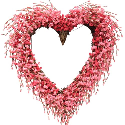 CIR OASES Heart wreath Pink Wreath 16 inch Love Wreath Valentine's Day wreath Wedding Party Party decoration wreath Spring wreath