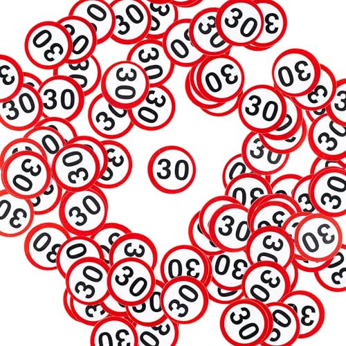 30 Geburtstag Deko Konfetti Verkehrszeichen rot/weiß - Originelle Geburtstagsdeko 30 für einen gelungenen 30 Geburtstag Männer oder Frauen - Tiwoca