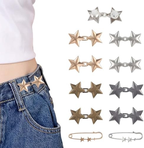 YUXIANLB 10Er Set Hosenbund Versteller Verstellbare Sternknöpfe Für Lockere Jeans Abnehmbarer Taillenklemmenclip Hosenbund Versteller Für Hosen Keine Nähknöpfe Für Jeans Hosen Kleider