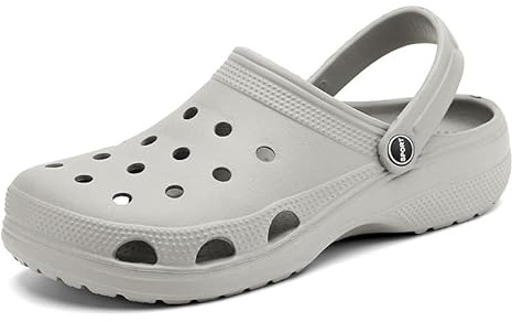Zuecos de jardín para hombre y mujer, sandalias de malla transpirable, mulas activas unisex, zuecos clásicos antideslizantes para exteriores de verano, pantuflas suaves, gris, 45 EU