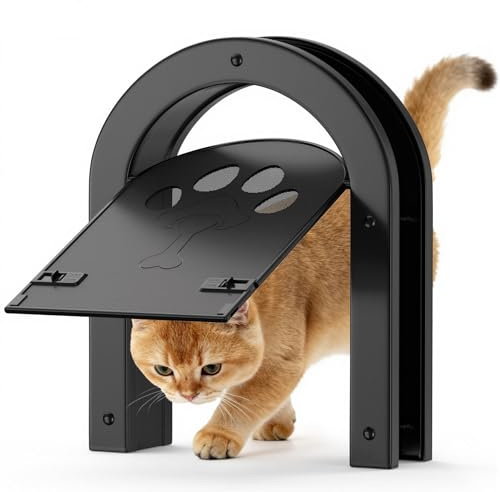 Ownpets Katzenklappe für Innen & Außen mit Zwei-Wege-System, 18,8x25,5cm Eingangsöffnung, passt für Türen bis 3,8cm – für Katzen bis 11,3kg