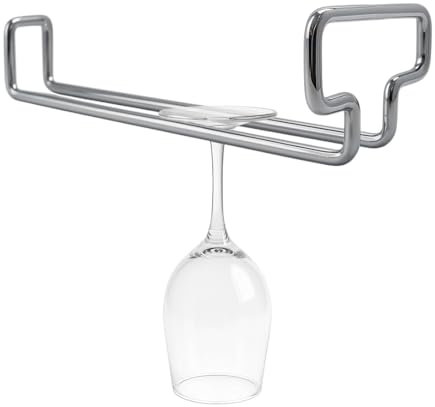 Portacalici Sottomensola [SALVASPAZIO, STRUTTURA RESISTENTE] Portabicchieri Sospeso, Ferro Cromato, per Cucina/Bar, Facile da Installare, Elegante, Resistente e Antiruggine | BINARIO SINGOLO - CROMATO