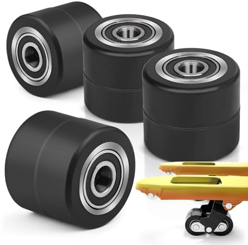 4 Stück Hubwagen Rolle Gummirollen 80 x 70 mm, mit Kugellager Rollen für Hubwagen Ersatzrollen Laufrolle | Achse 20 mm | Durchmesser 80 mm | Breite 70 mm | Maximale Belastung: 600 KG