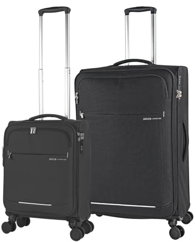 JASLEN - Kofferset Weichschale, Koffer Set 2 Teilig, Reisekoffer Set Mit Handgepäck Erweiterbares Volumen, Weichschalenkoffer Mit 4 Rollen Für Reisen. Mit TSA-Schloss, Schwarz