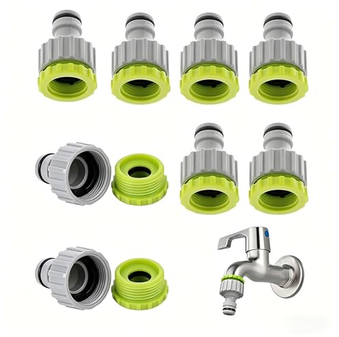 Kontazmi Lot de 8 adaptateurs de robinet 2 en 1, raccord de tuyau en plastique, raccord universel pour robinet, tuyau d'eau et d'arrosage Gardena